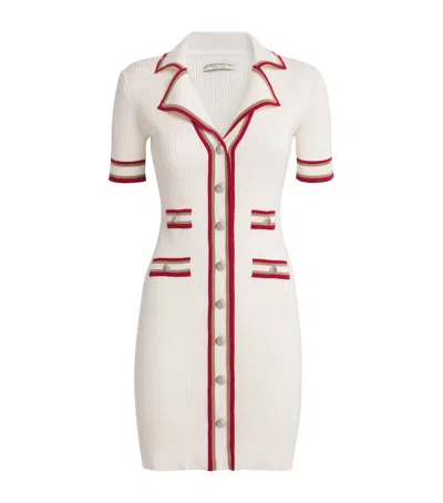 Alessandra Rich Virgin Wool Mini Shirt Dress In White
