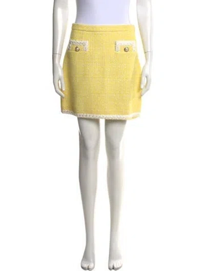 Pre-owned Alessandra Rich Virgin Wool Mini Skirt In Yellow