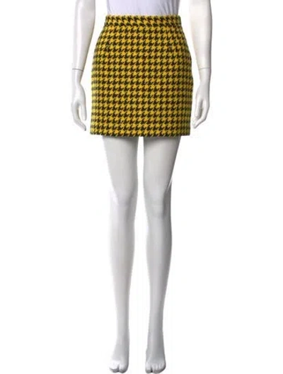 Pre-owned Alessandra Rich Virgin Wool Mini Skirt In Yellow