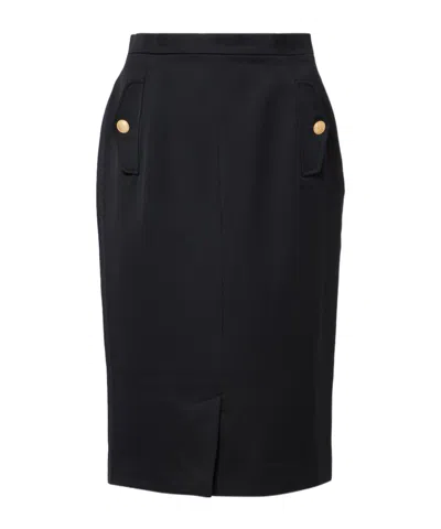 Alessandra Rich Virgin Wool Pencil Skirt In Black