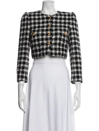 Pre-owned Alessandra Rich Virgin Wool Plaid Print Bolero In Black