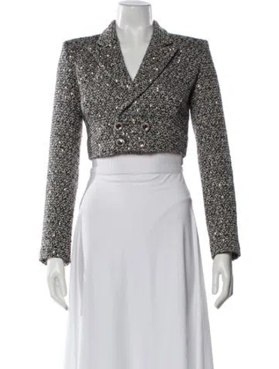 Pre-owned Alessandra Rich Virgin Wool Printed Bolero W/ Tags In Black