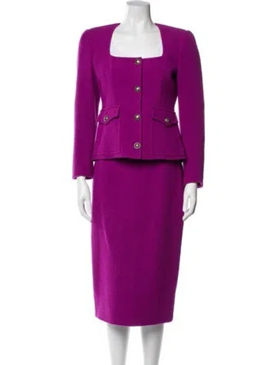 Pre-owned Alessandra Rich Virgin Wool Skirt Suit In Purple