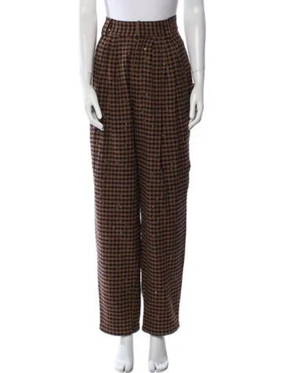 Pre-owned Alessandra Rich Virgin Wool Straight Leg Pants In Brown