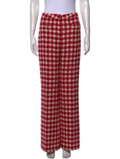 Pre-owned Alessandra Rich Virgin Wool Straight Leg Pants In Red