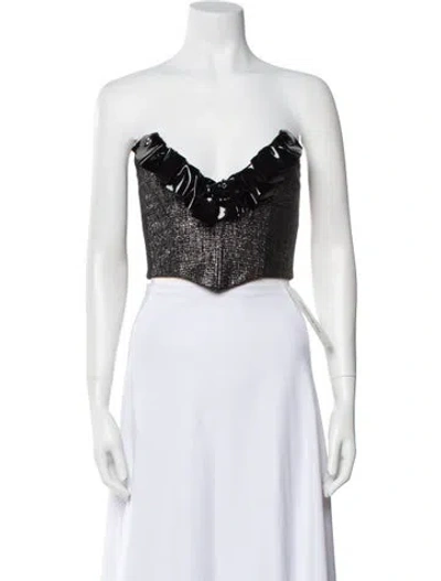 Pre-owned Alessandra Rich Virgin Wool Strapless Crop Top In Black