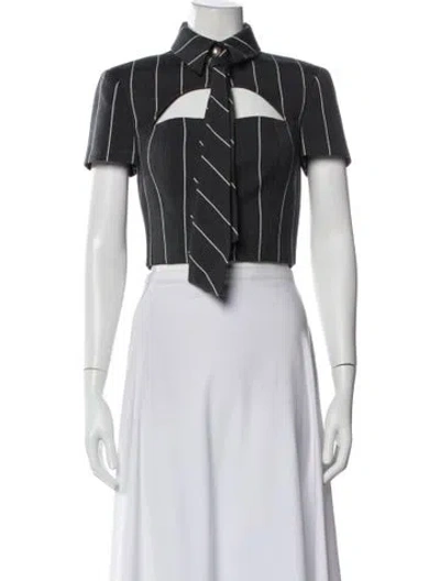 Pre-owned Alessandra Rich Virgin Wool Striped Crop Top W/ Tags In Multi