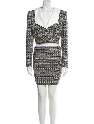 Pre-owned Alessandra Rich Virgin Wool Tweed Pattern Skirt Suit In Multi