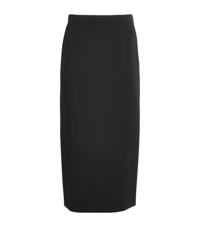 Alessandra Rich Virgin Wool-blend Midi Pencil Skirt In Black
