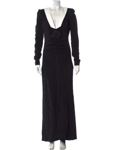 Pre-owned Alessandra Rich V-neck Long Dress In Black