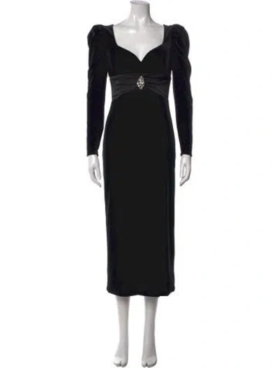Pre-owned Alessandra Rich V-neck Midi Length Dress In Black