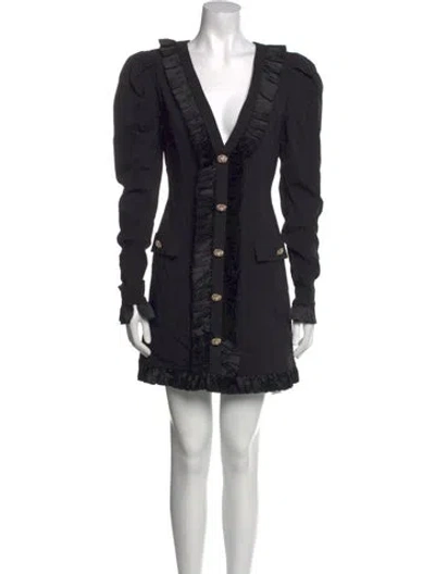 Pre-owned Alessandra Rich V-neck Mini Dress In Black