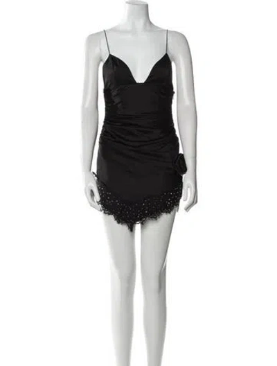 Pre-owned Alessandra Rich V-neck Mini Dress In Black