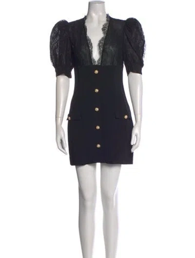 Pre-owned Alessandra Rich V-neck Mini Dress W/ Tags In Black