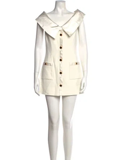 Pre-owned Alessandra Rich V-neck Mini Dress In White