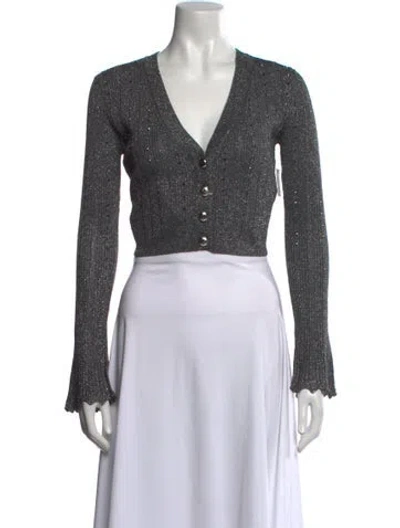 Pre-owned Alessandra Rich V-neck Sweater W/ Tags In Gray