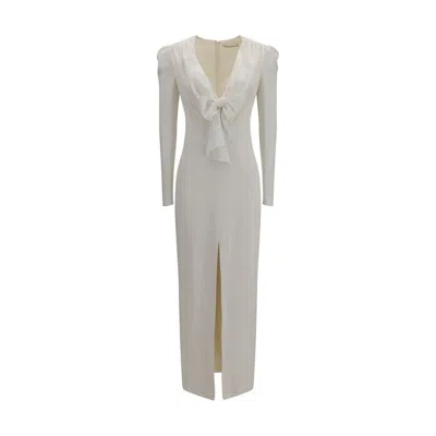 Alessandra Rich V-neck With Bow Dress In White