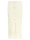 Alessandra Rich Mohair Skirt With Ribbed Waistband And Button Detailing In Green