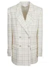 Alessandra Rich Oversized Tweed Jacket With Plaid Pattern In Multi