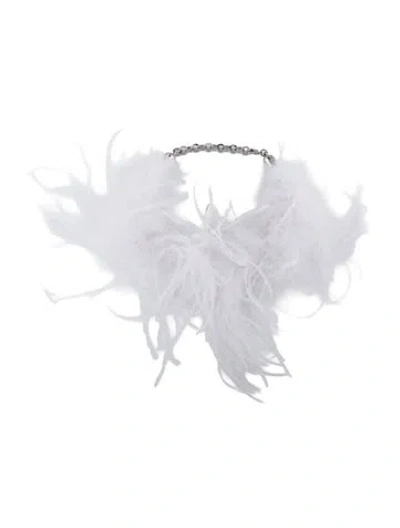 Pre-owned Alessandra Rich White Feather Choker, 16.75" In Multi