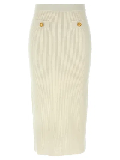 ALESSANDRA RICH WHITE MIDI SKIRT