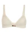 Alessandra Rich White Mohair Blend Bra In White