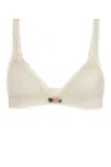 Alessandra Rich Sheer Bra With Adjustable Straps And Embroidery In White