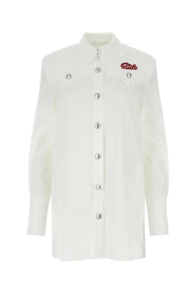 ALESSANDRA RICH WHITE POPLIN SHIRT DRESS