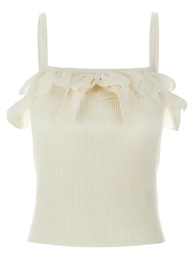 ALESSANDRA RICH WHITE RUFFLE TOP