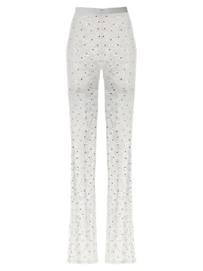 ALESSANDRA RICH WHITE WHITE RHINESTONE LACE LEGGINGS