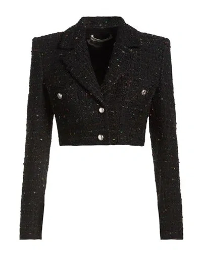 Alessandra Rich Woman Blazer Black Size 10 Synthetic Fibers, Cotton, Polyester, Viscose, Metallic Po