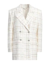 Alessandra Rich Oversized Tweed Jacket With Plaid Pattern In White
