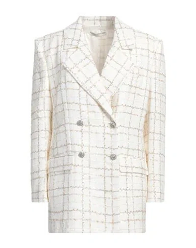 ALESSANDRA RICH ALESSANDRA RICH WOMAN BLAZER WHITE SIZE 6 POLYAMIDE, POLYESTER, VISCOSE, METALLIC POLYESTER
