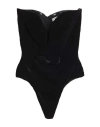 Alessandra Rich Woman Bodysuit Black Size 4 Viscose, Silk, Elastane