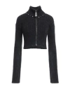 Alessandra Rich Embellished Ribbed-knit Cardigan In Black