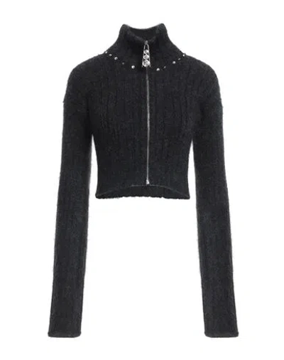 Alessandra Rich Woman Cardigan Black Size 6 Virgin Wool, Wool, Polyamide