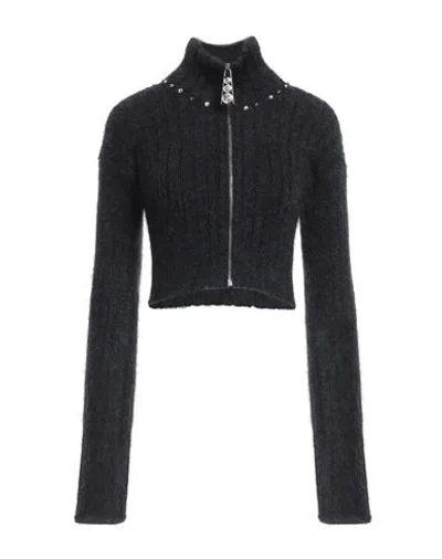 ALESSANDRA RICH ALESSANDRA RICH WOMAN CARDIGAN BLACK SIZE 6 VIRGIN WOOL, WOOL, POLYAMIDE