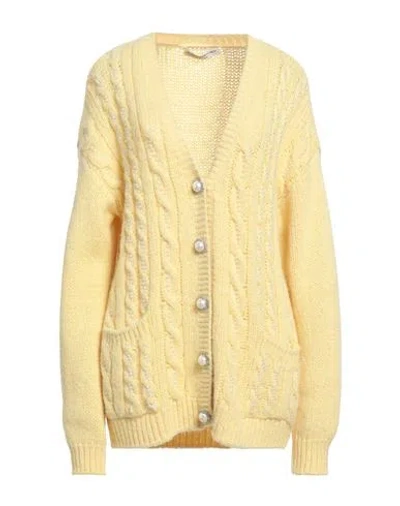 Alessandra Rich Woman Cardigan Yellow Size 8 Alpaca Wool, Polyamide, Wool, Mohair Wool, Plastic