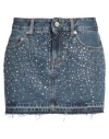 Alessandra Rich Denim Mini Skirt W/crystals In Blue