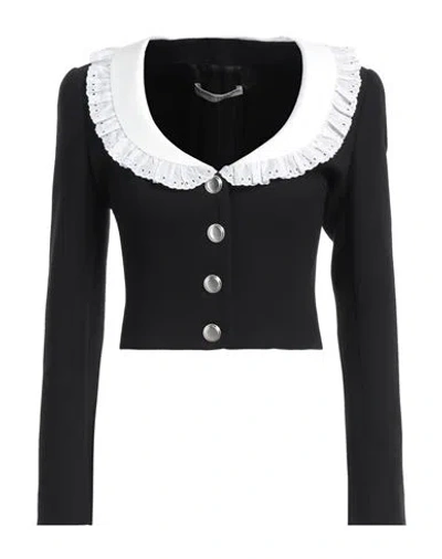 ALESSANDRA RICH ALESSANDRA RICH WOMAN JACKET BLACK SIZE 6 VIRGIN WOOL, COTTON, SILK, POLYESTER