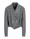 Alessandra Rich Checked Cropped Wool-blend Jacket In Black