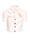 Alessandra Rich Sequined Tweed Crop Top W/bow In Pink