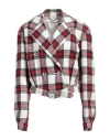 Alessandra Rich Checked Cropped Wool-blend Jacket In Red