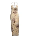 Alessandra Rich Woman Maxi Dress Beige Size 6 Silk, Elastane, Cotton, Polyamide In Beige