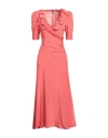 Alessandra Rich Polka-dot Silk Midi Dress In Red