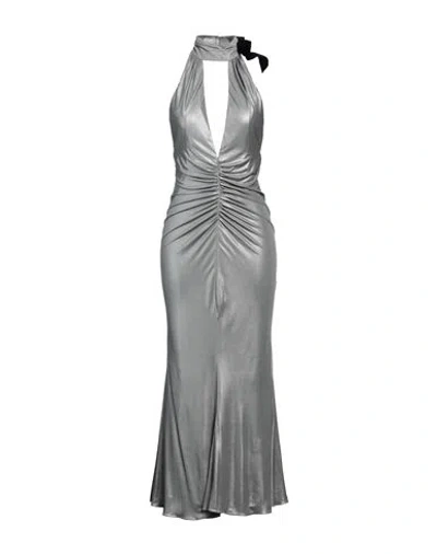 Alessandra Rich Woman Maxi Dress Grey Size 4 Viscose, Polyamide In Gray