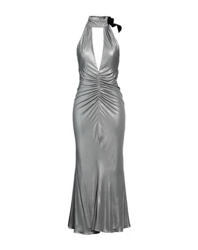ALESSANDRA RICH ALESSANDRA RICH WOMAN MAXI DRESS GREY SIZE 4 VISCOSE, POLYAMIDE