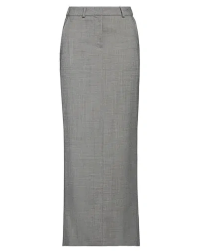 Alessandra Rich Woman Maxi Skirt Black Size 4 Virgin Wool, Elastane In Gray