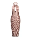 Alessandra Rich Silk Satin Ruched Dress With Rose Detail In Pink