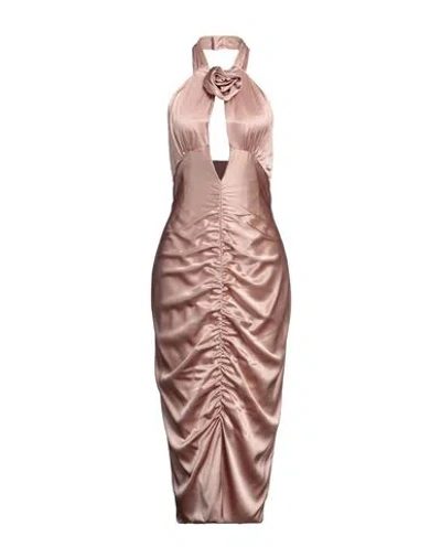ALESSANDRA RICH ALESSANDRA RICH WOMAN MIDI DRESS BLUSH SIZE 6 SILK, ELASTANE